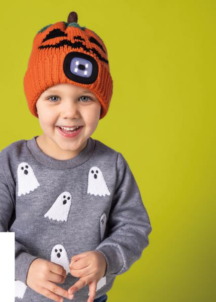 Orange Skeleton Halloween Flashlight Hat