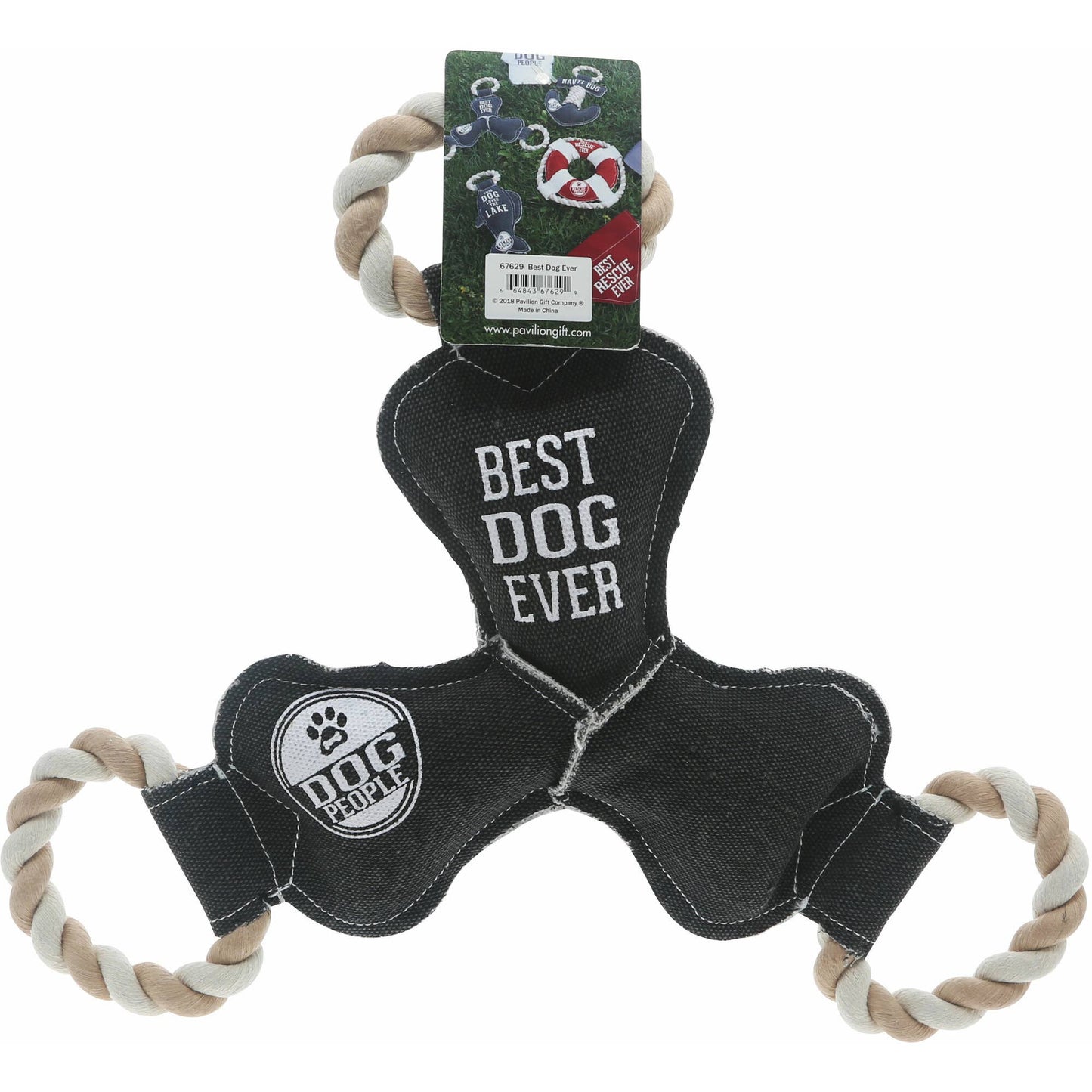Best Dog Ever - 12" Canvas Dog Toy on Rope