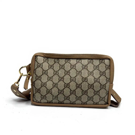 Bella Belt Bag in Mocha Mousse Leather - Upcycled GG Full Front