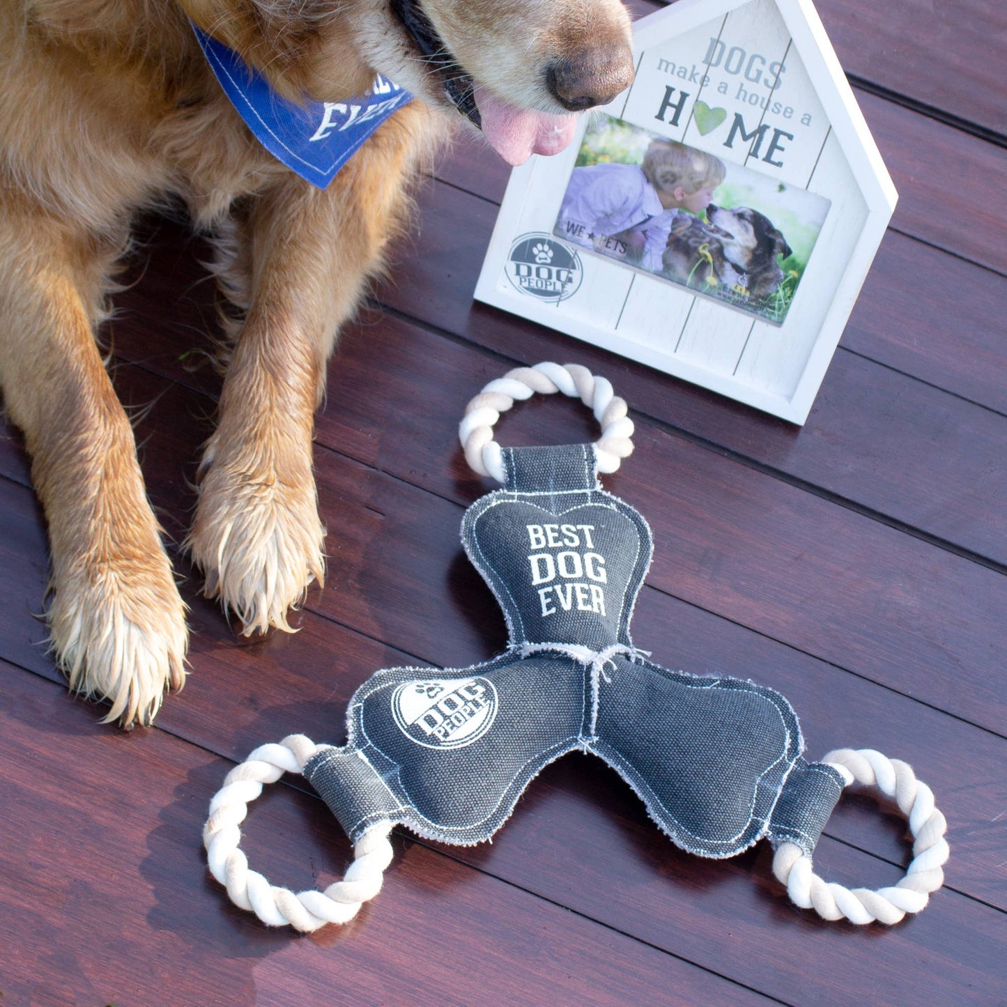 Best Dog Ever - 12" Canvas Dog Toy on Rope