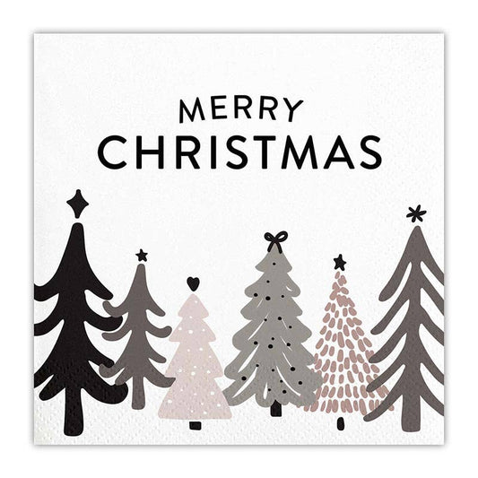 Cocktail Napkin - Merry Christmas Trees