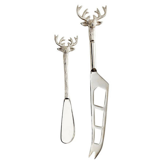 Silver Stag Cheese Knives - Set of 2: Hand Wash Only / Brass, Stainless Steel
