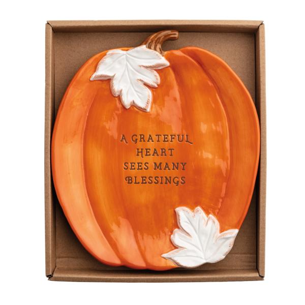 Orange Pumpkin Sentiment Plate