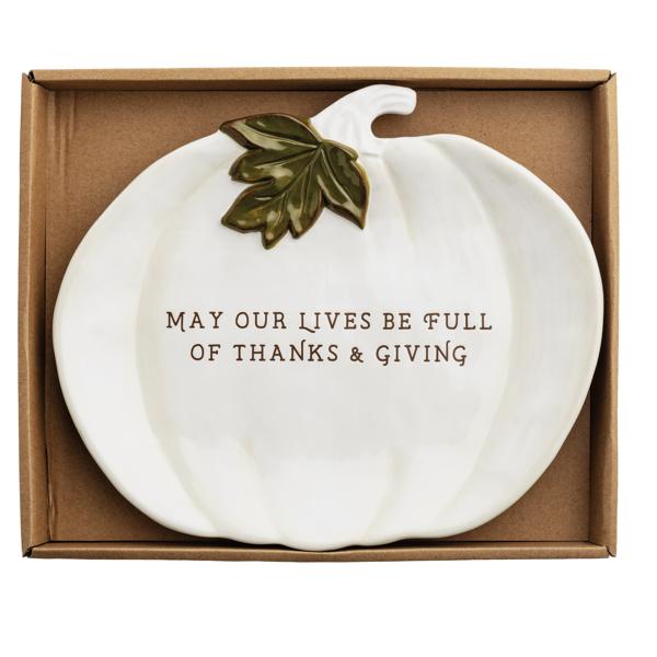 White Pumpkin Sentiment Plate