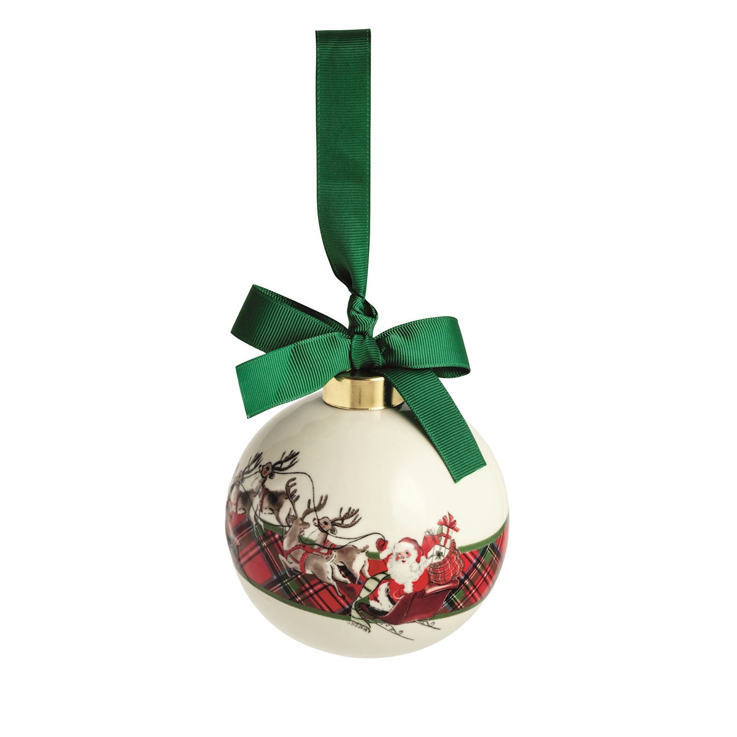 Santa Tartan Stripe Ornament
