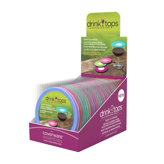 VENTILATED Wine Glass Covers - 40 SINGLES in CDU: Bright/Summer