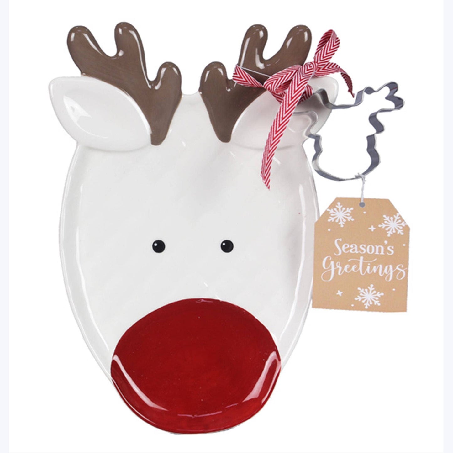 Ceramic Christmas Cookie Plate With Cutter Set