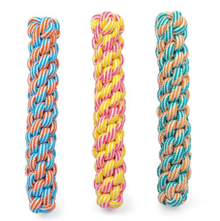 ThoozyPet Knotted Fetch Stick Rope Dog Toy Blue / Red 12.5"