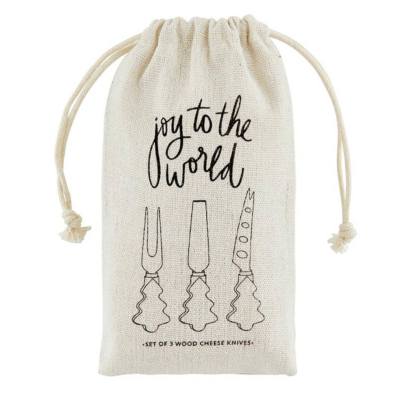 Tree Handle Cheese Knives - Set of 3: Hand Wash Only / Stainless Steel, Rubber Wood