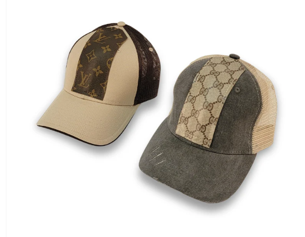 Couture Cap Trucker Hat In Upcycled LV, GG