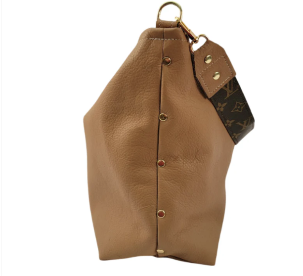 Sheila Shoulder Bag In Mocha Mousse Leather | Upcycled LV