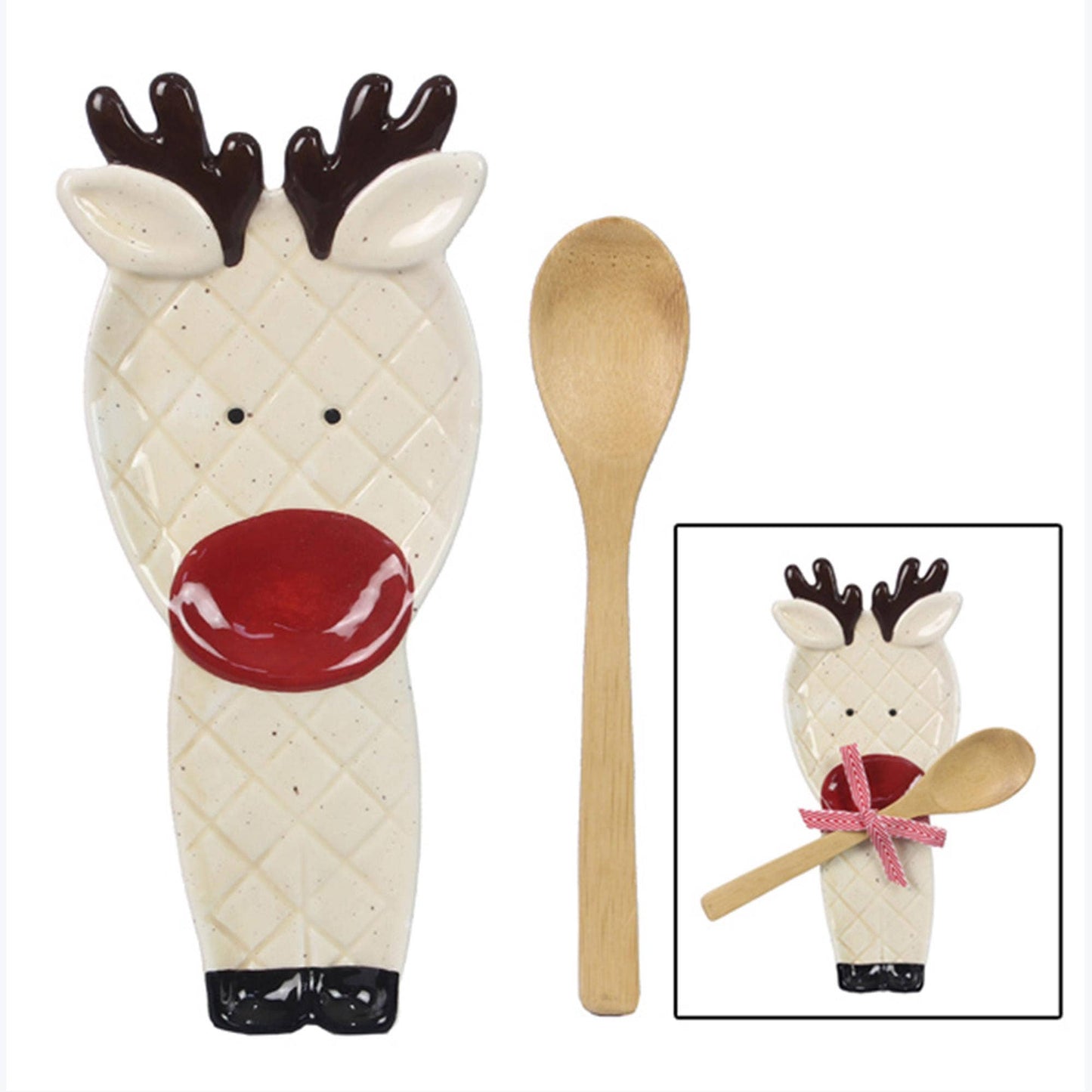 Ceramic Traditional Christmas Reindeer Spoon Rest