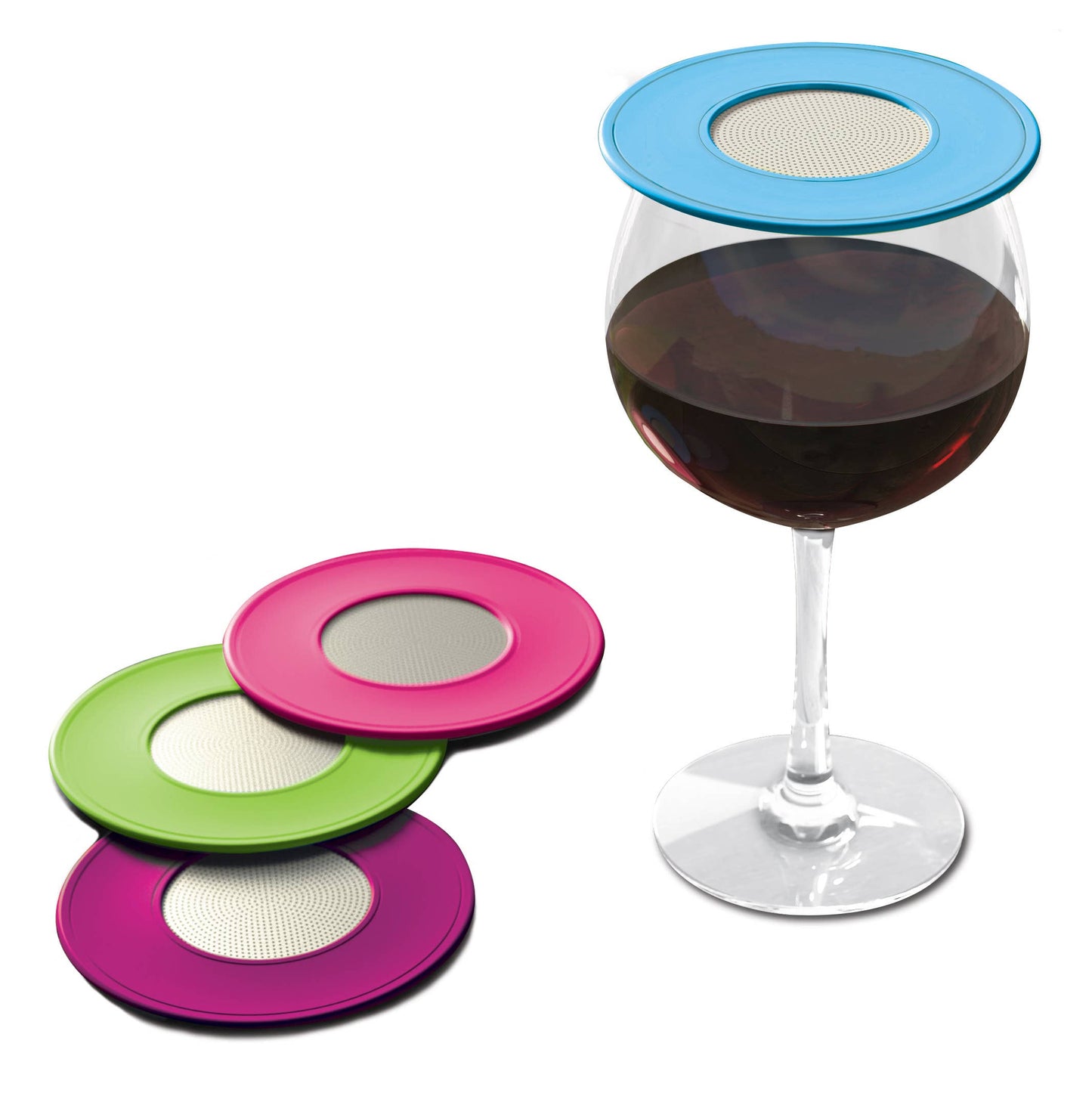 VENTILATED Wine Glass Covers - 40 SINGLES in CDU: Bright/Summer