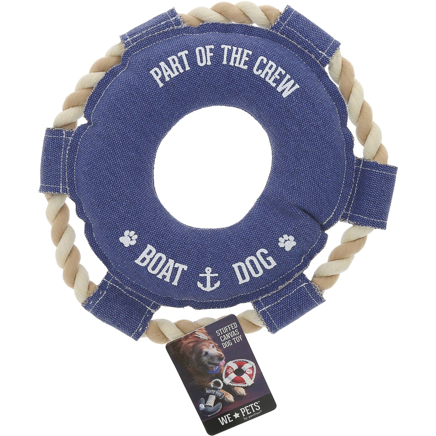 Boat Dog - 10.75" x 10.75" Canvas Dog Toy on Rope