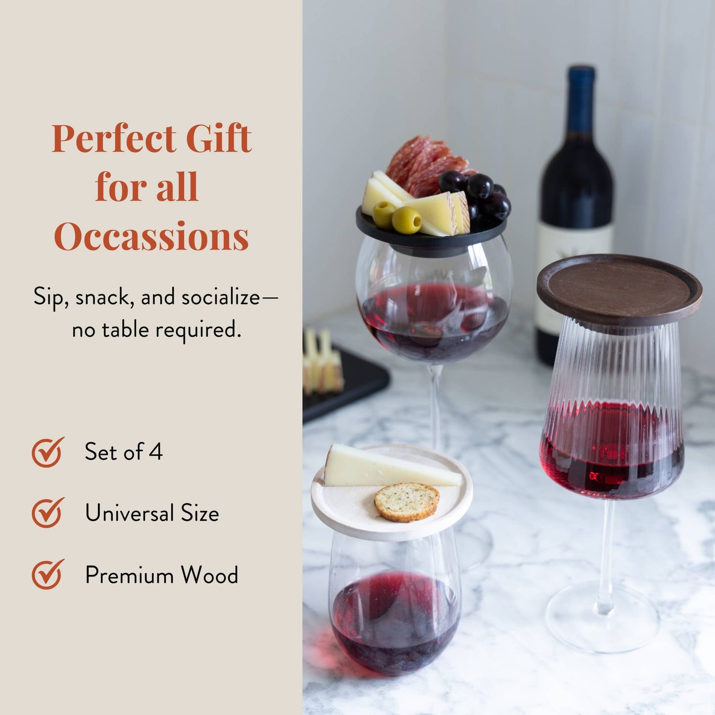 Wine Glass Toppers | Holiday Gift for Cheese Lovers