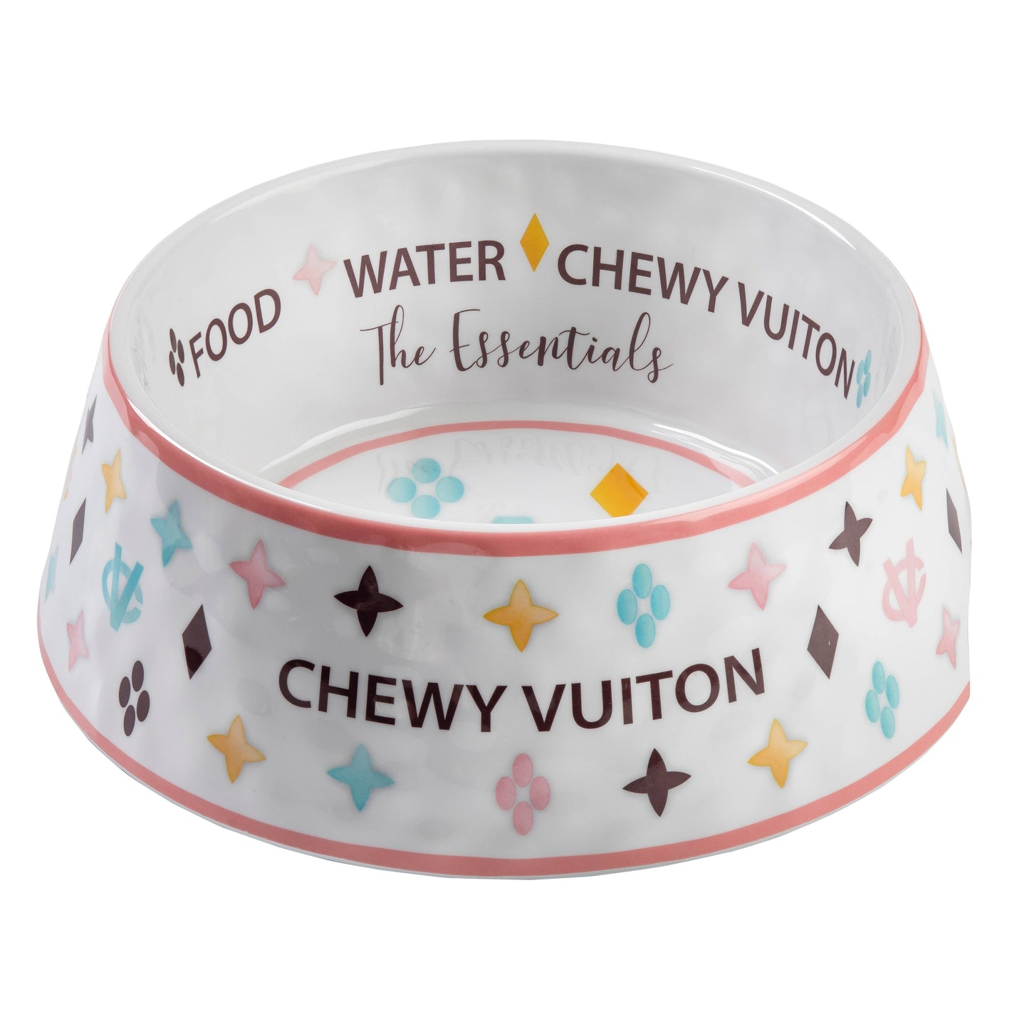 White Chewy Vuiton Dog Bowl - 3 Sizes!! Dog Food Bowl: Large