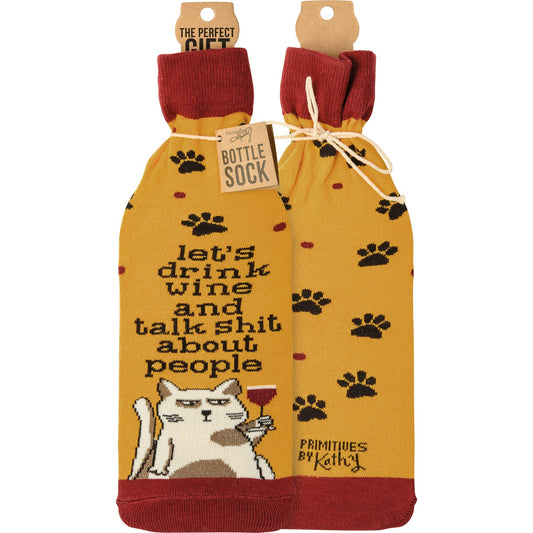 Let's Drink Wine Talk About People Bottle Sock